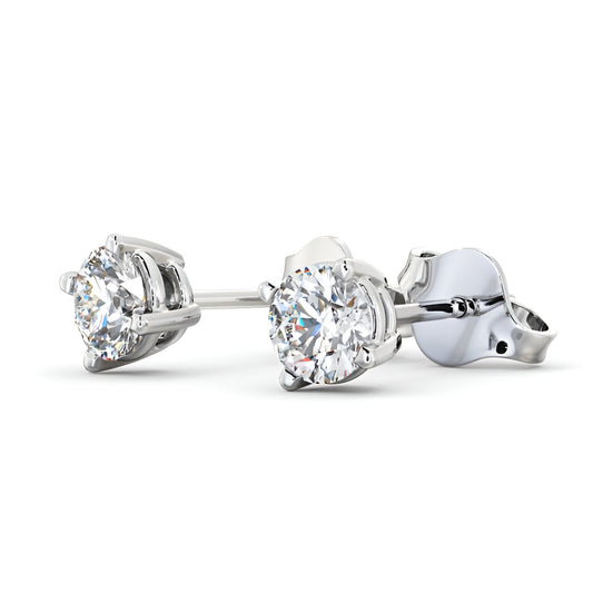 14kt White Gold 1.00ctw Lab Grown Round Diamond Four Claw Stud Earrings