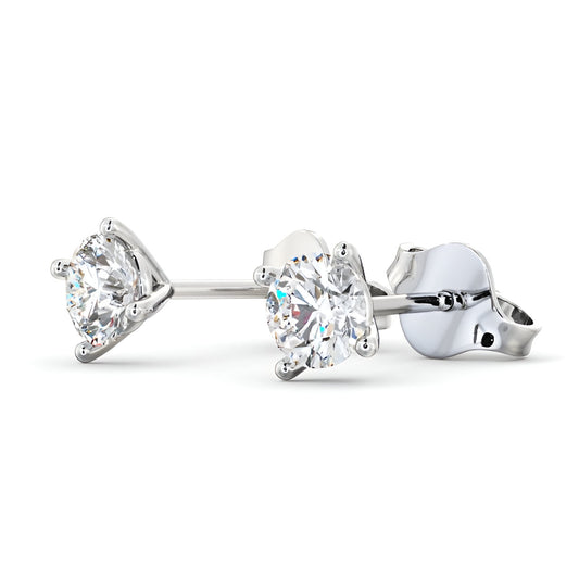 14kt White Gold 1.00ctw Lab Grown Round Diamond Four Claw Stud Earrings