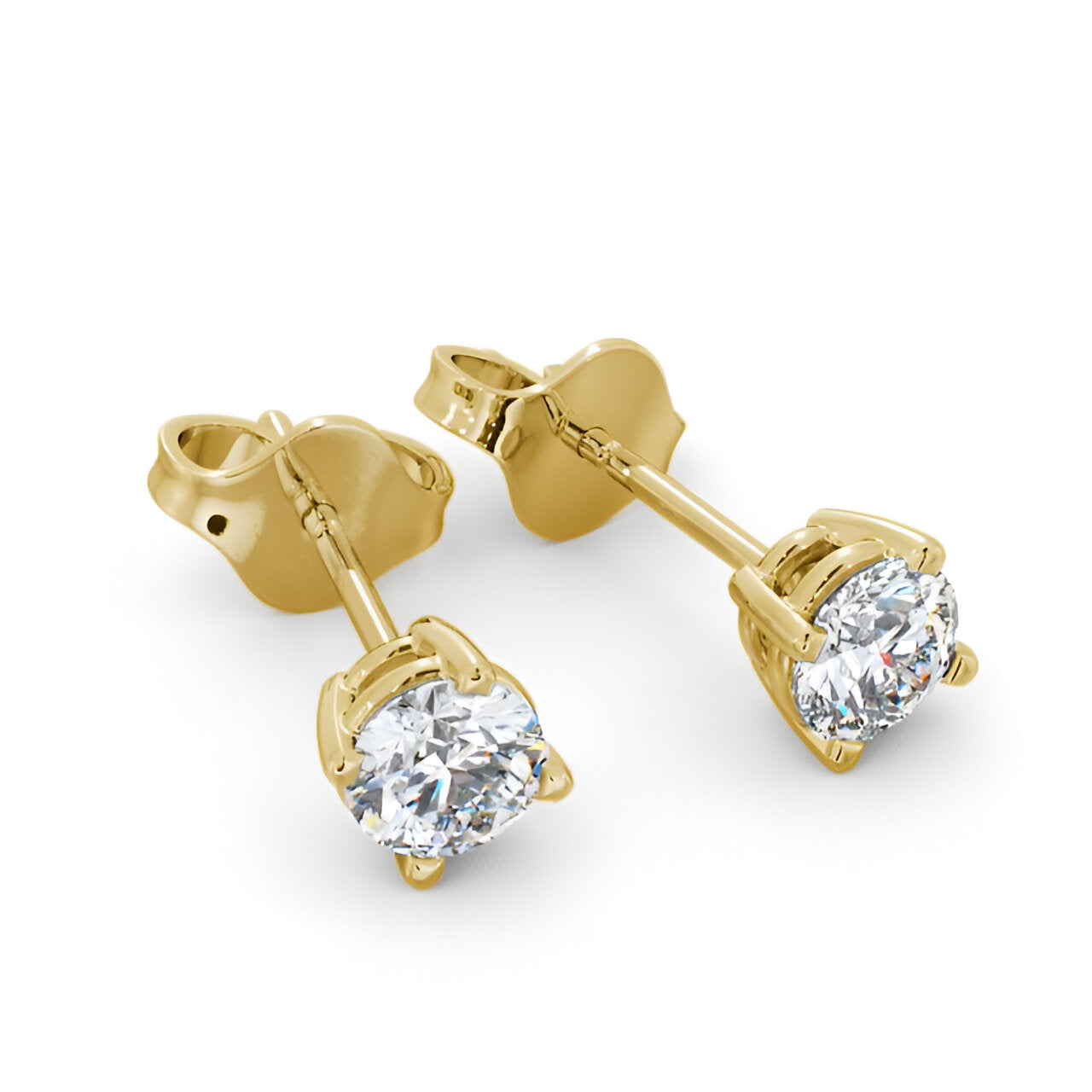 14kt Yellow Gold 1.00ctw Lab Grown Round Diamond Four Claw Stud Earrings