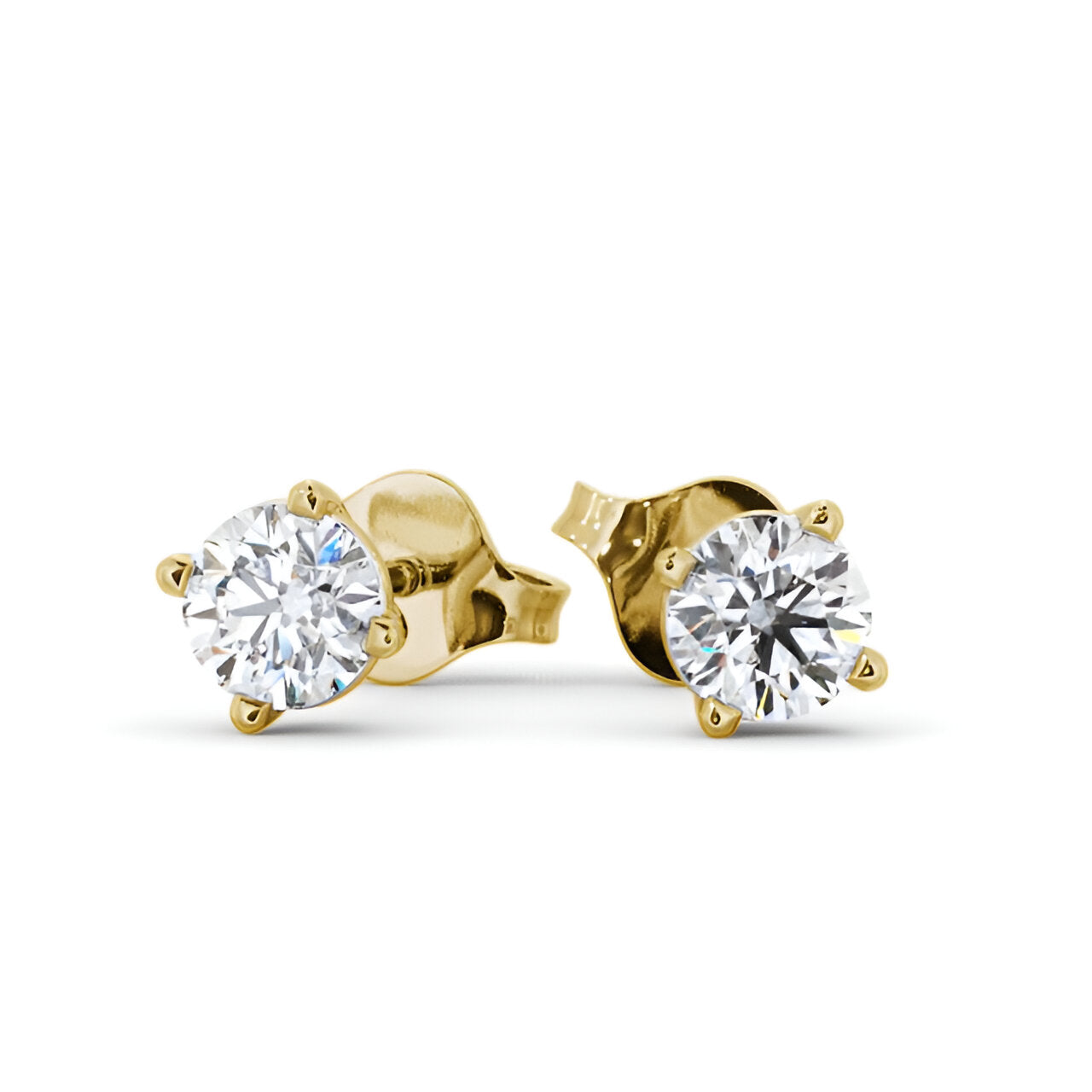 14kt Yellow Gold 1.00ctw Lab Grown Round Diamond Four Claw Stud Earrings