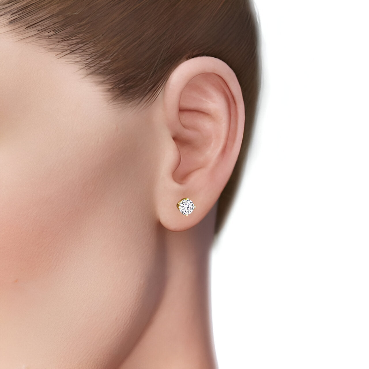14kt Yellow Gold 1.00ctw Lab Grown Round Diamond Four Claw Stud Earrings