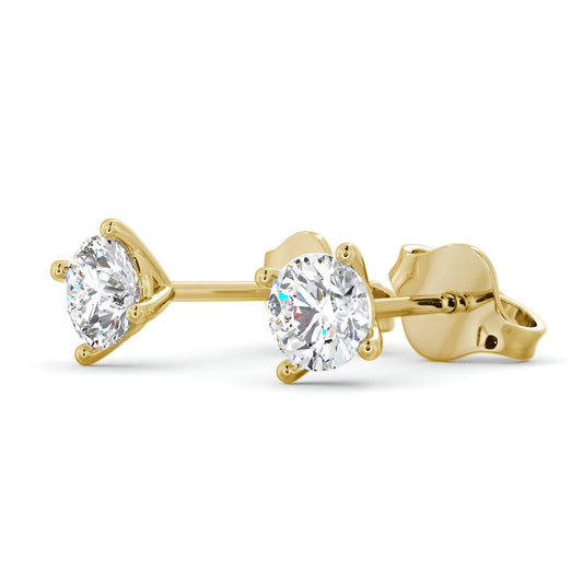 14kt Yellow Gold 1.00ctw Lab Grown Round Diamond Four Claw Stud Earrings