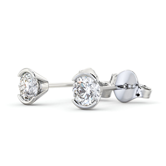 14kt White Gold 1.00ctw Lab Grown Round Diamond Open Bezel Stud Earrings
