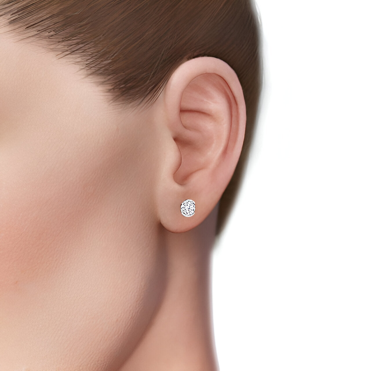 14kt White Gold 1.00ctw Lab Grown Round Diamond Open Bezel Stud Earrings