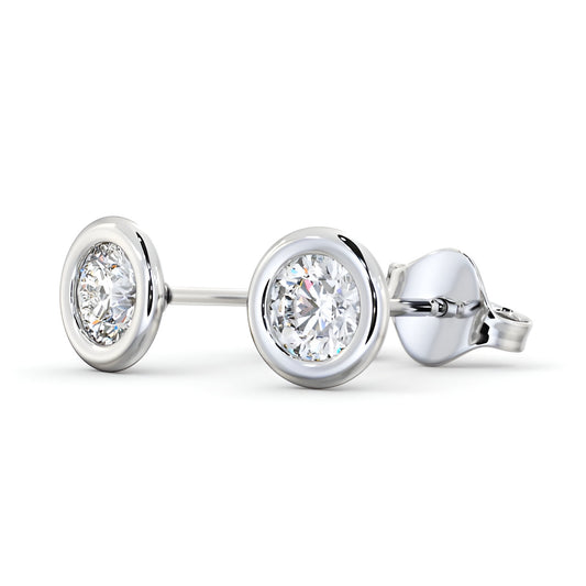14kt White Gold 1.00ctw Lab Grown Round Diamond Open Bezel Stud Earrings