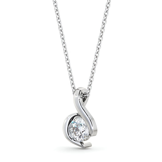 14K White Gold 0.50 Ct Lab-Grown Round Infinite-Inspired Bezel Set Diamond Pendant