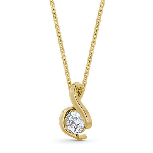 14kt Yellow Gold 0.50ctw Lab Grown Round Infinite-Inspired Bezel Set Diamond Pendant