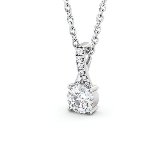 14K White Gold 0.50 Ct Lab-Grown Round Solitaire Four Claw Diamond Pendant