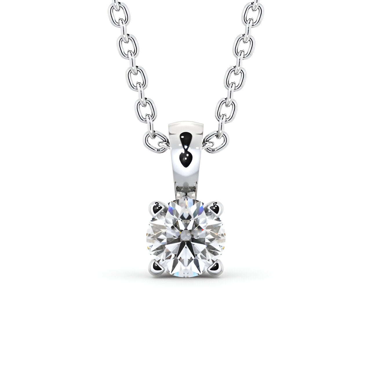 14K White Gold 0.50 Ct Lab-Grown Round Solitaire Four Claw Diamond Pendant