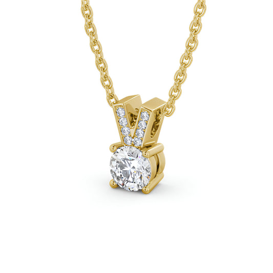14kt Yellow Gold 0.50ctw Lab Grown Round Solitaire Four Claw Stud Diamond Pendant