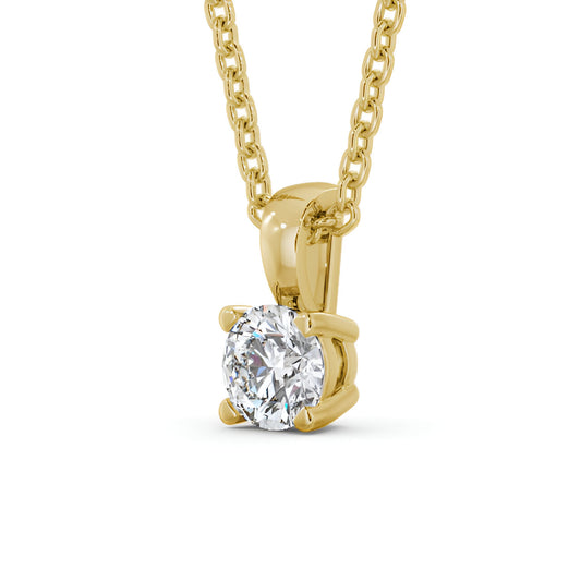 14K Yellow Gold 0.50ctw Lab Grown Round Solitaire Four Claw Diamond Pendant