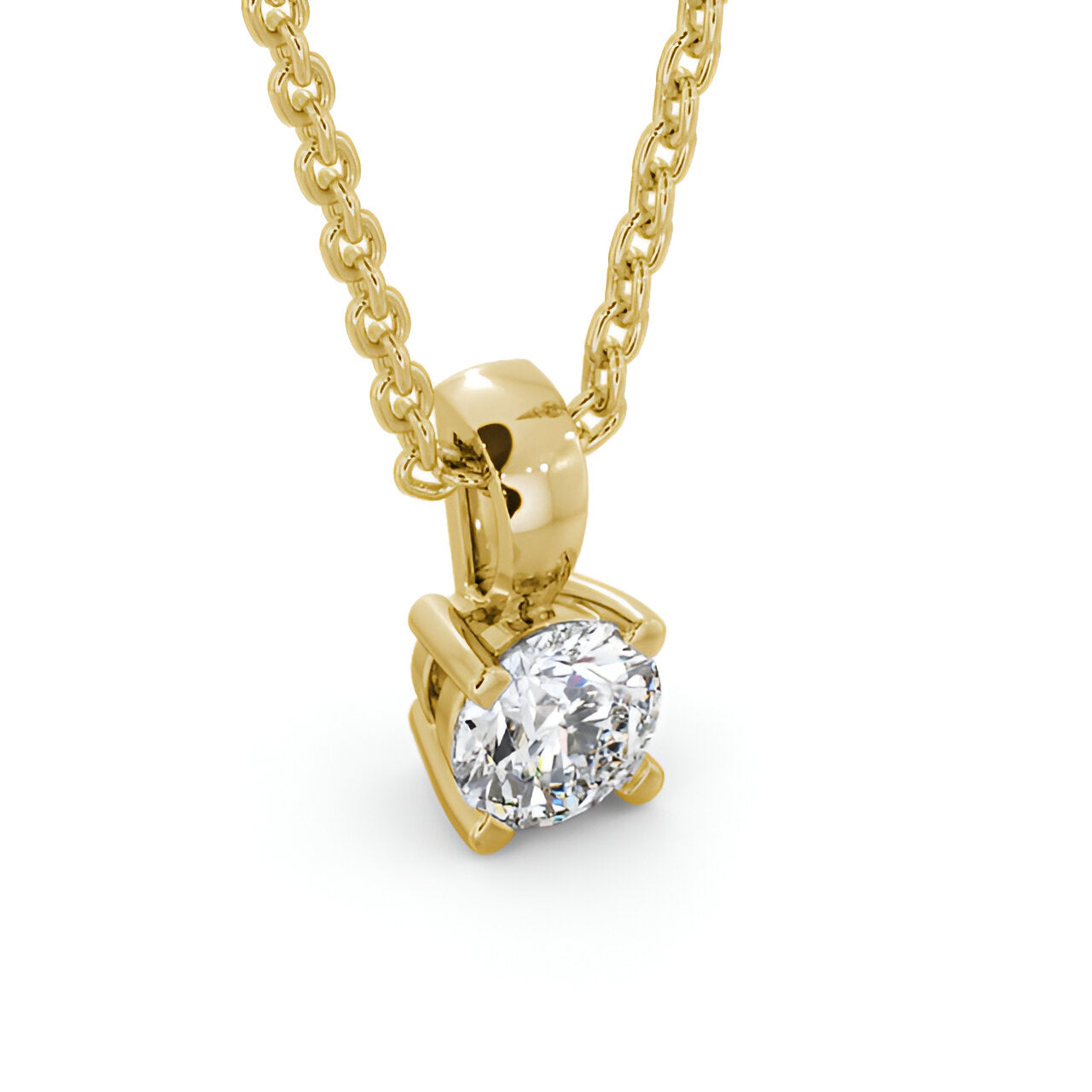 14K Yellow Gold 0.50ctw Lab Grown Round Solitaire Four Claw Diamond Pendant