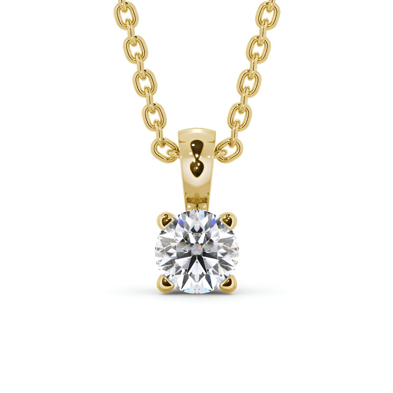 14K Yellow Gold 0.50ctw Lab Grown Round Solitaire Four Claw Diamond Pendant