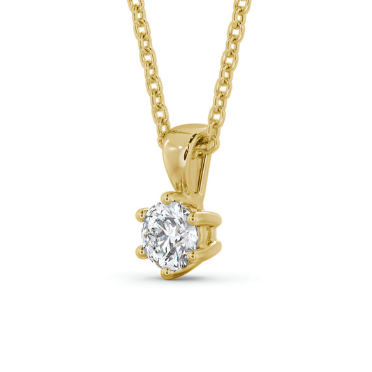 14kt Yellow Gold 0.50ctw Lab Grown Round Solitaire Six Claw Stud Diamond Pendant - PDRD05YG185-SP16