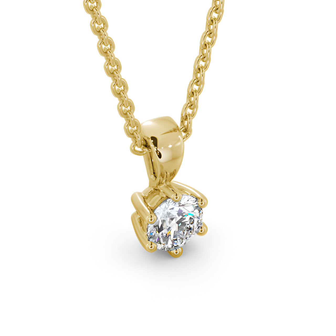 14kt Yellow Gold 0.50ctw Lab Grown Round Solitaire Six Claw Stud Diamond Pendant - PDRD05YG185-SP16