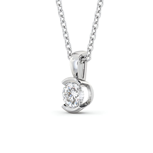 14K White Gold 0.50 Ct Lab-Grown Round Solitaire Diamond Pendant